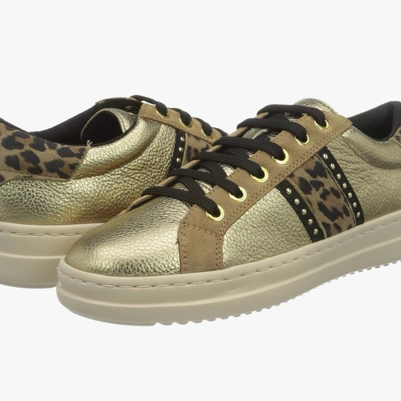 Geox Gold Leopard Women's Sneakers 7 New - Picture 2 of 10
